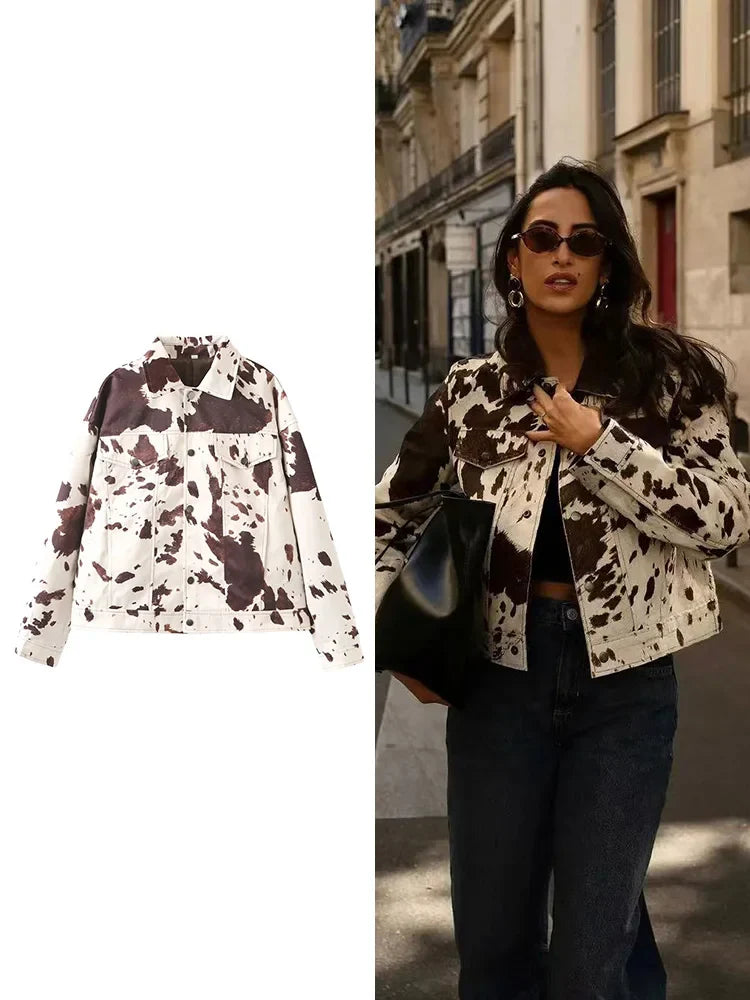Women Animal Print Jacket | Long Sleeve | Autumn Jacket