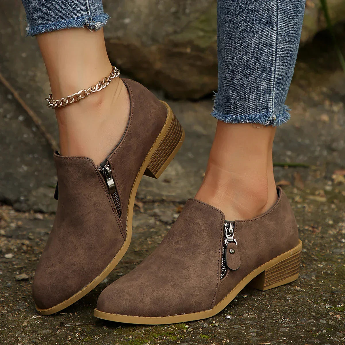 Maia™ | SleekShield Zip-Up Ankle Boots