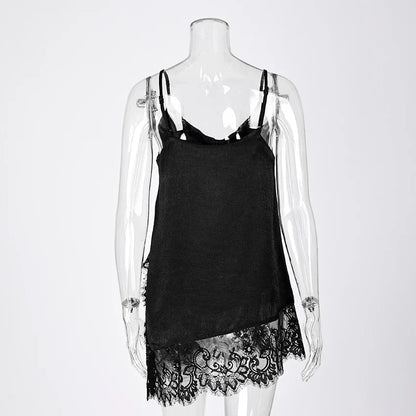 Women Elegant Satin Spaghetti Strap Camisole | Lace Split Vest | Casual Silk Top | Summer