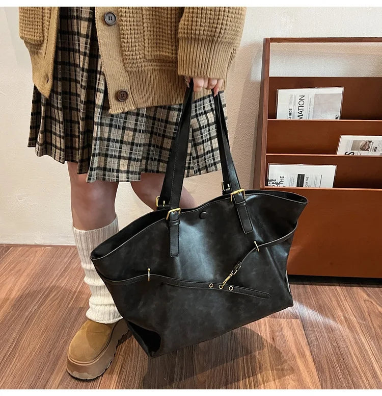 Women Tote Bag | Retro Leather Shoulder Handbag | Y2K Handbag