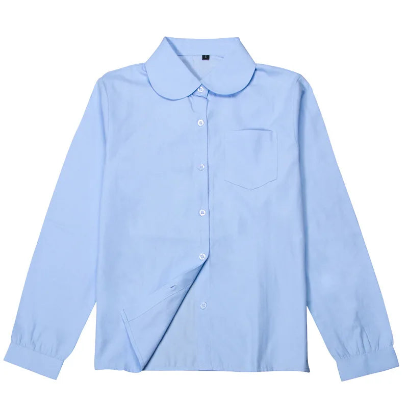 Women Long Sleeve Blouse Shirt | Formal Turn-down Collar Minimalist Top Deep Blue