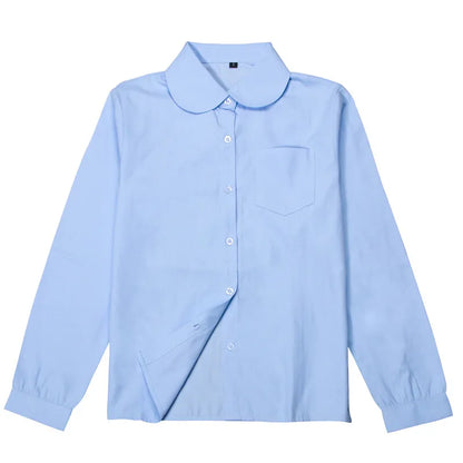 Women Long Sleeve Blouse Shirt | Formal Turn-down Collar Minimalist Top Deep Blue