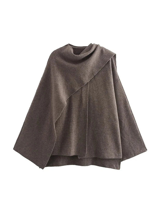 Women Scarf Jacket | Knitted Cape Cloak | Short Cape Coat