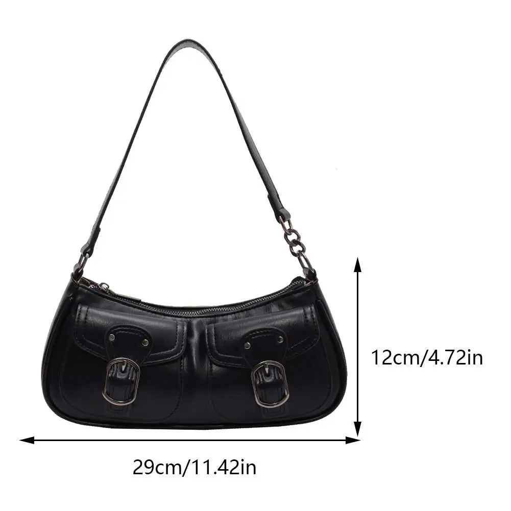 Women Vintage Double Pockets Shoulder Bag | Leather Bag