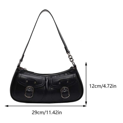 Women Vintage Double Pockets Shoulder Bag | Leather Bag