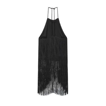 Women Long Tassel Top | Halter Neck | Sleeveless | Backless