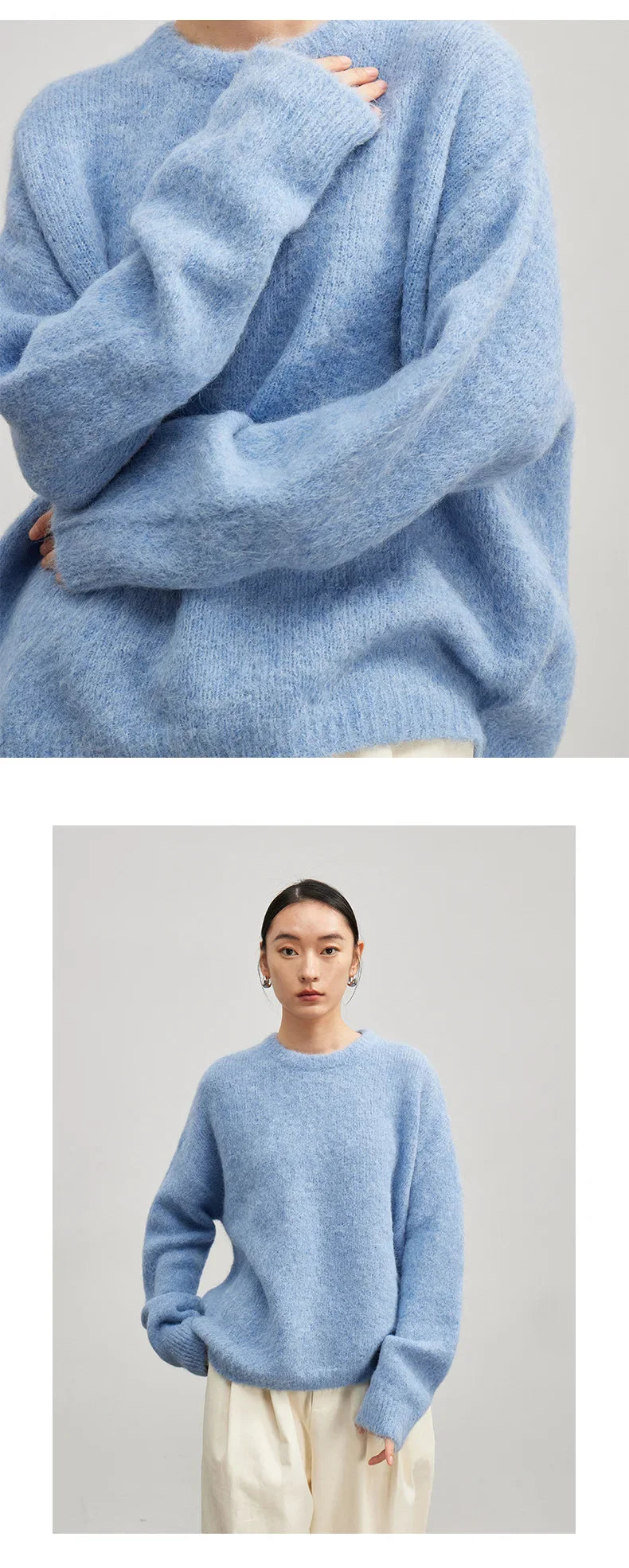 Women Alpaca Sweater | O-Neck | Loose | Knitted Pullover | Winter Sweater