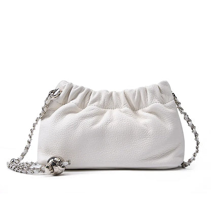 Women Genuine Leather Cloud Bag | Dumpling Shoulder Bag White