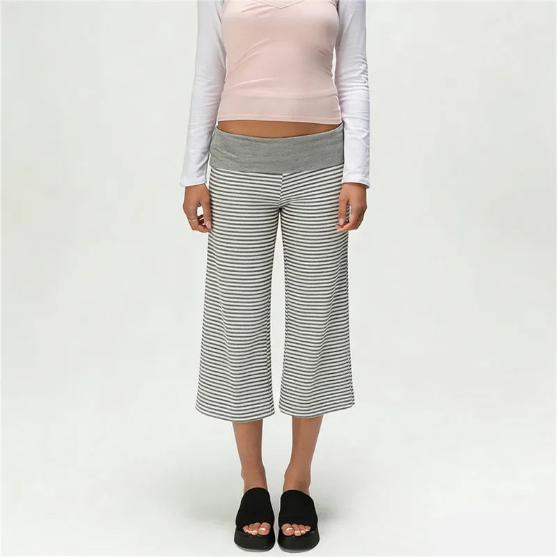 Women Gaucho Pants | Low Rise | Cropped | Wide Leg Capri Pants | Summer
