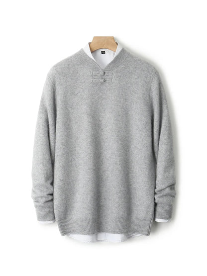 Men Pure Merino Wool Sweater | Long Sleeves | Stand-Up Collar | Pullover | Warm | Mock Neck Sweater
