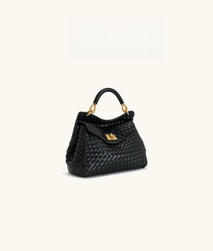 Women Leather Pillow Bag | Lock Clasp Handbag | Small Handbag | Shoulder Bag | Crossbody Bag
