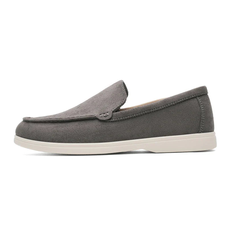 Men Summer Casual Shoes | Suede Leather Loafers | Moccasins | Driving Shoes | British Style Slip-on Shoes Gray