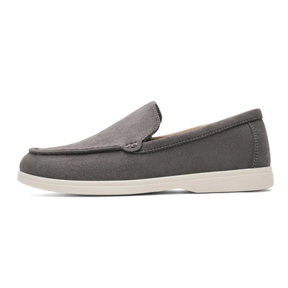 Men Summer Casual Shoes | Suede Leather Loafers | Moccasins | Driving Shoes | British Style Slip-on Shoes Gray