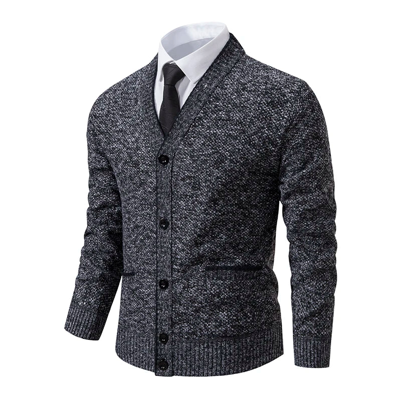 Men's Knitted V-Neck Wool Sweater | Casual Knit Cardigan | Winter Sweater Dark grey