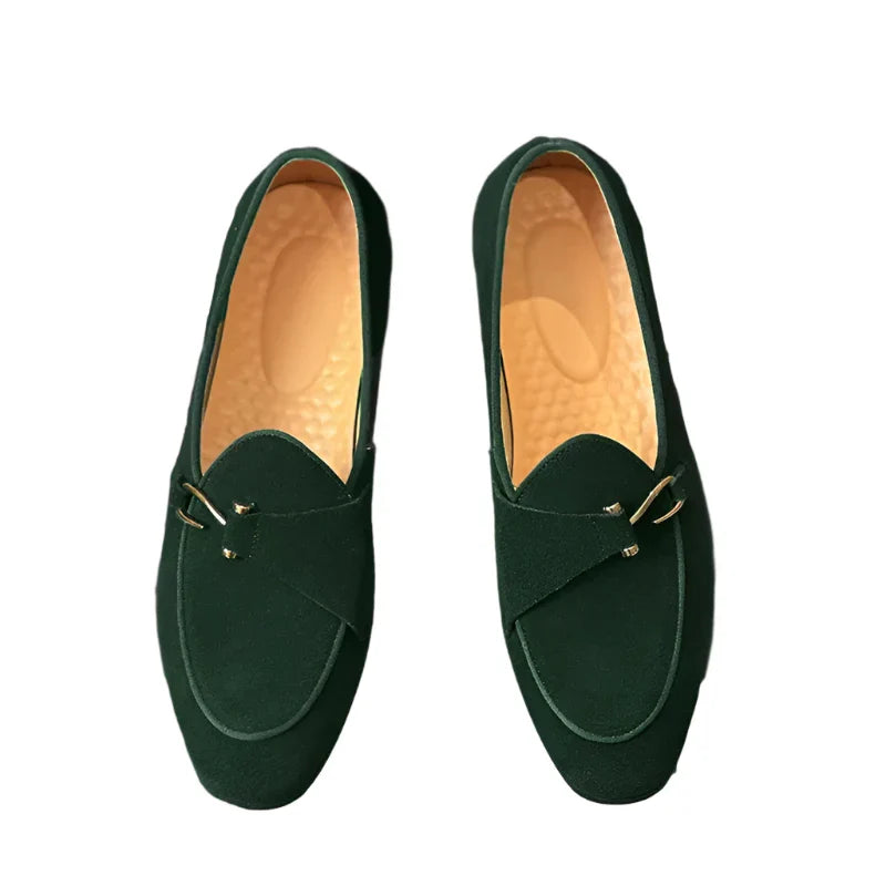 Men Suede Genuine Leather Shoes | Buckle Loafers | Moccasins | Light Comfortable