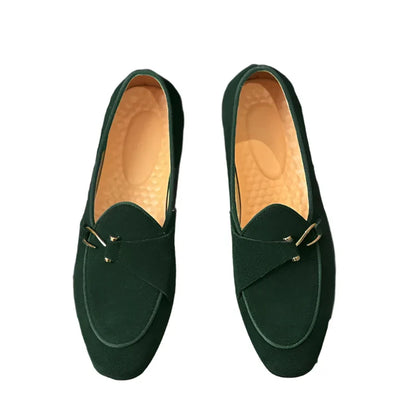 Men Suede Genuine Leather Shoes | Buckle Loafers | Moccasins | Light Comfortable