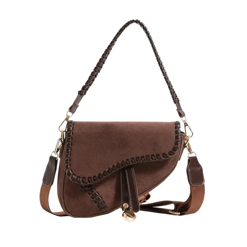 Women Leather Saddle Bag | Crossbody Designer Bag Coffee