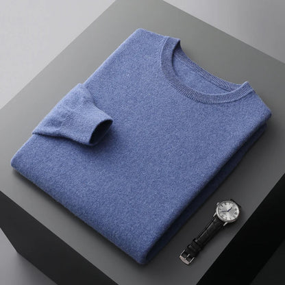 Men Pure Wool Sweater | Casual Pullover | Cashmere Knitting Blue