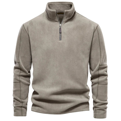 Men Warm Fleece Jacket | Men Soft Sweatshirt | Zipper Neck Pullover Light Green