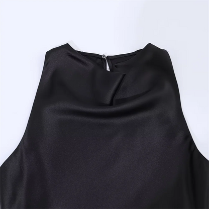 Women Long Satin Top | Fringe | Tassel | Sleeveless Top