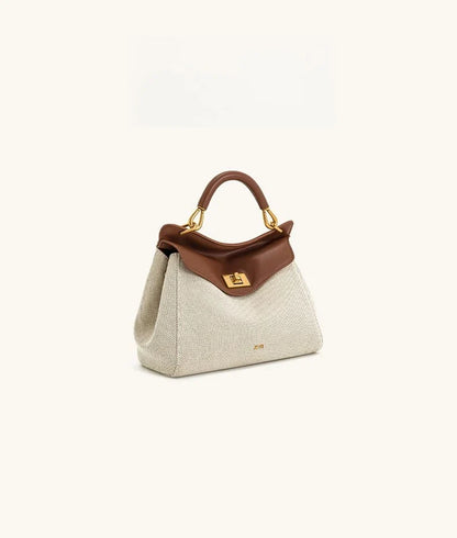 Women Leather Pillow Bag | Lock Clasp Handbag | Small Handbag | Shoulder Bag | Crossbody Bag
