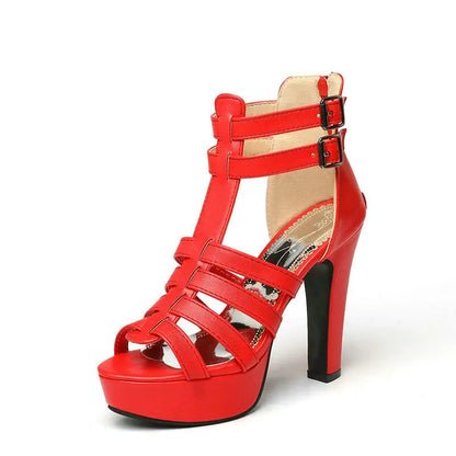 Lynette | Women's Leather Platform Flat Sandals Wide Fit