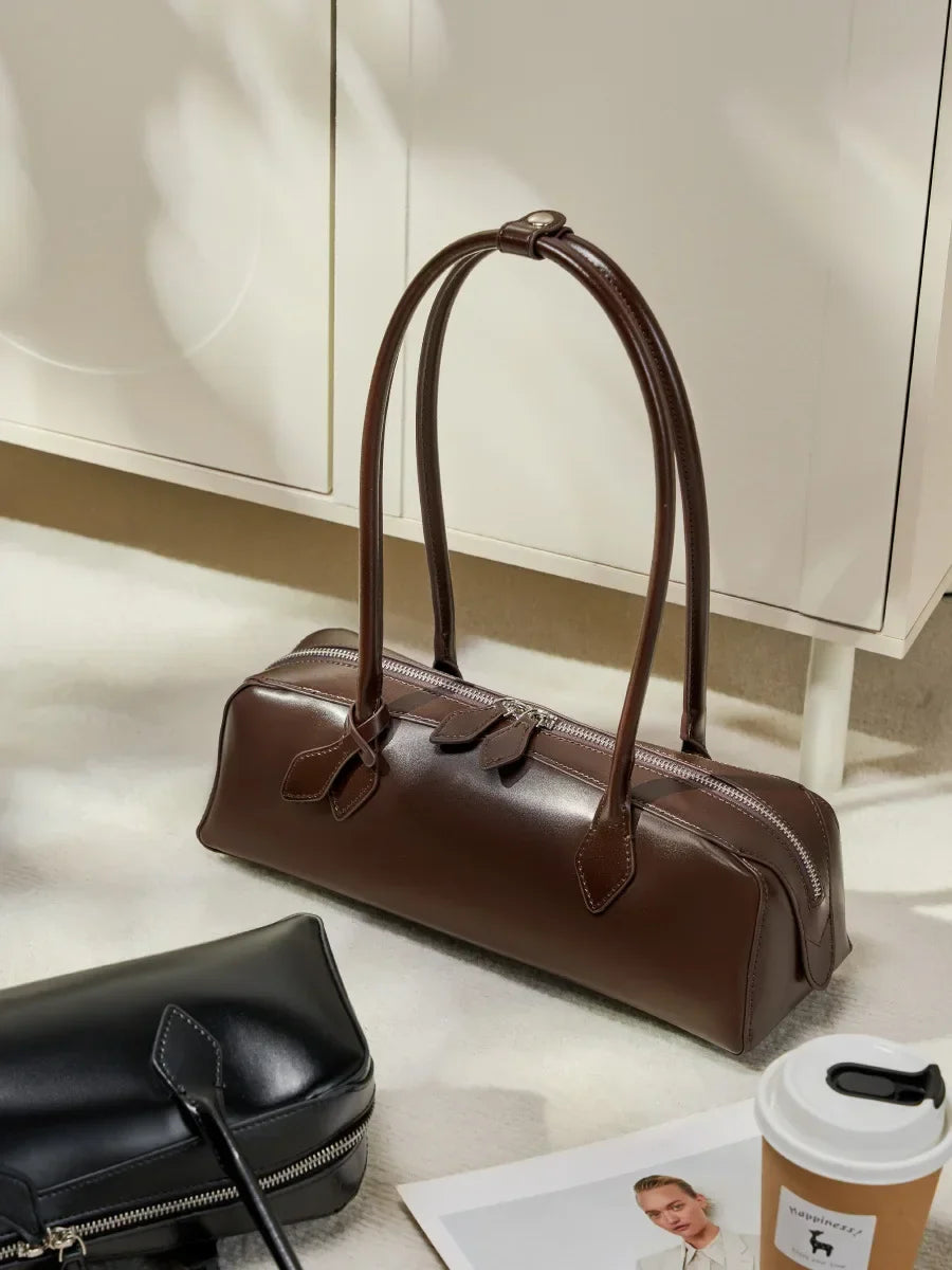 Women Leather Bag | Luxury Vintage | Long Shoulder Shopping Bag | Underarm Bag | Baguette