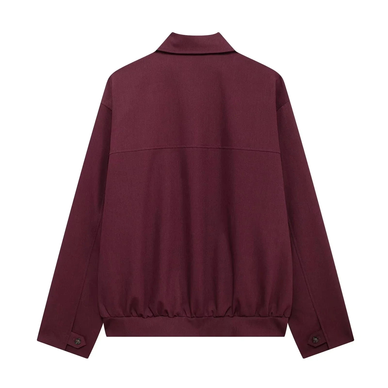 Women Vintage Loose Burgundy Zipper Jacket