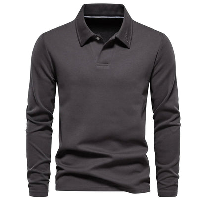 Men's Full Sleeves Polo Shirt | Luxury Golf Polo Shirt | Turn Down Collar Dark Grey