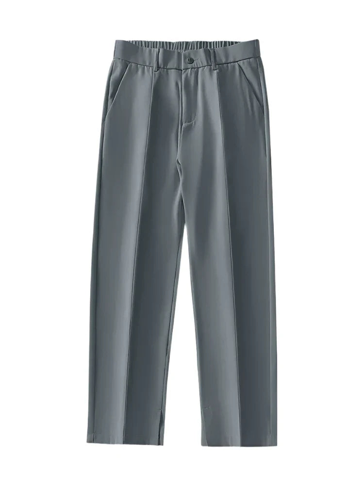Men’s Classic Soft Pants | Straight Loose Drape Trousers | Breathable Material Dark Grey