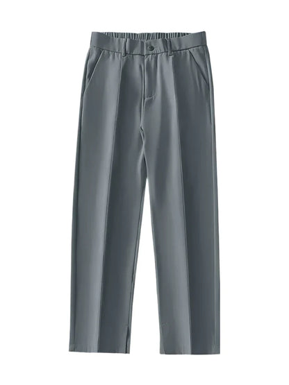 Men’s Classic Soft Pants | Straight Loose Drape Trousers | Breathable Material Dark Grey