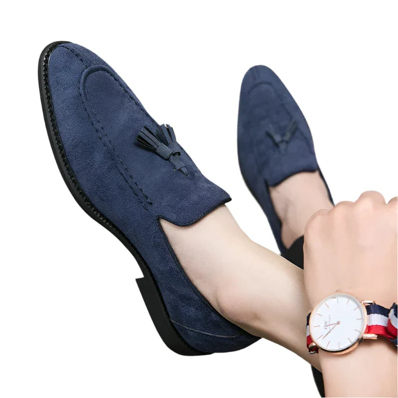 Men Suede Leather Loafers | Vintage Tassel Slip-On