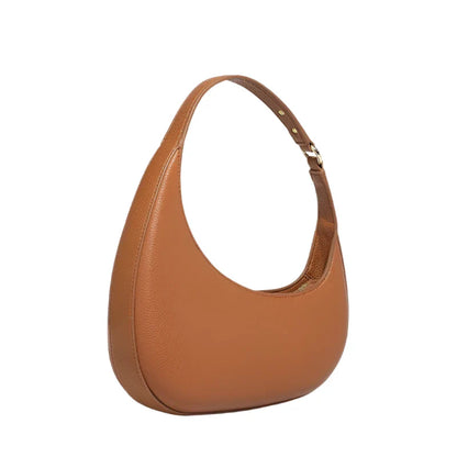 Women Vintage Half Moon Bag | Lychee Texture Rivet Underarm Bag brown