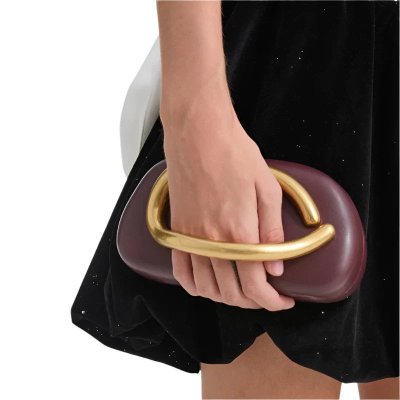 Women Gold Closure Box Clutch Bag | Party Clutch