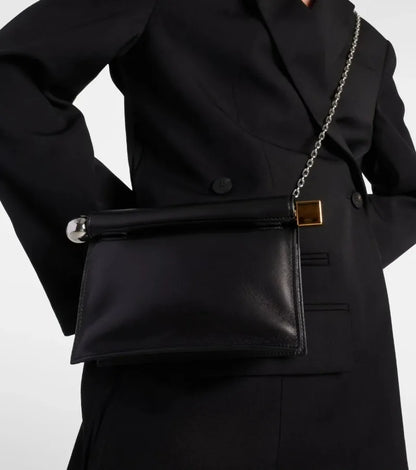 Women Leather Rolled-Up Clutch Bag | Versatile | Folding Clutch | Chain Single-Shoulder Bag | Crossbody Bag