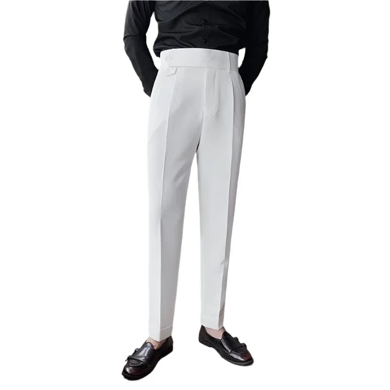 Men Vintage Style Pants | High Waisted Suit Pant | Business Casual Straight Trousers
