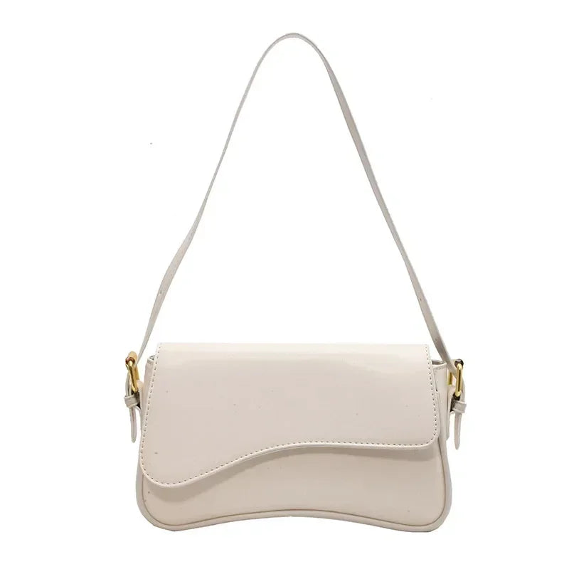Women Vintage Leather Crossbody Bag | Small Flap Shoulder Bag White