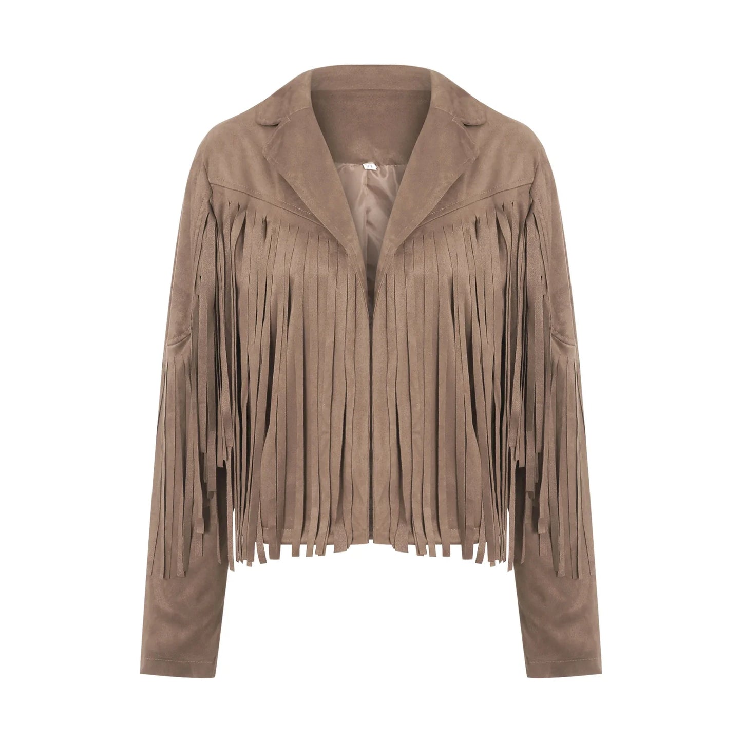 Women Cropped Spring Fringe Jacket | Tassel Jacket Brown