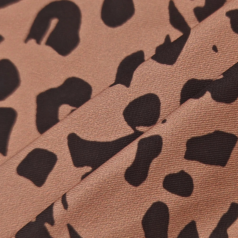 Women Leopard Print Long Sleeves Fitting Dress | V-Neck Dress | Cheetah Print Dress