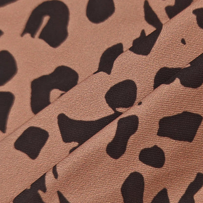 Women Leopard Print Long Sleeves Fitting Dress | V-Neck Dress | Cheetah Print Dress