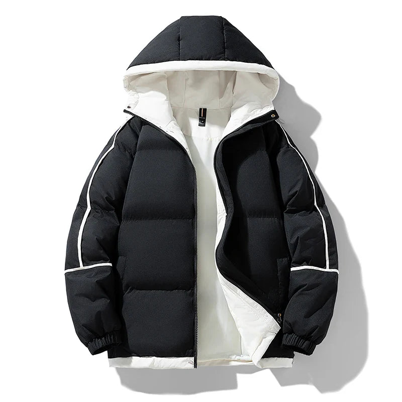 Unisex Thick Hooded Puffer Jacket | Windbreaker Jacket | Warm Parka Winter Jacket Black