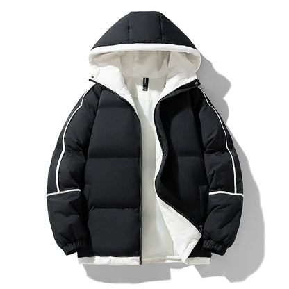 Unisex Thick Hooded Puffer Jacket | Windbreaker Jacket | Warm Parka Winter Jacket Black