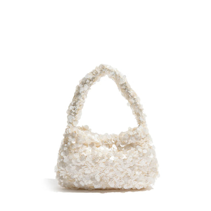 Women Glitter Sequin Bag | Evening Party Chain Crossbody Satchel Bag | Versatile Clutch Bag White