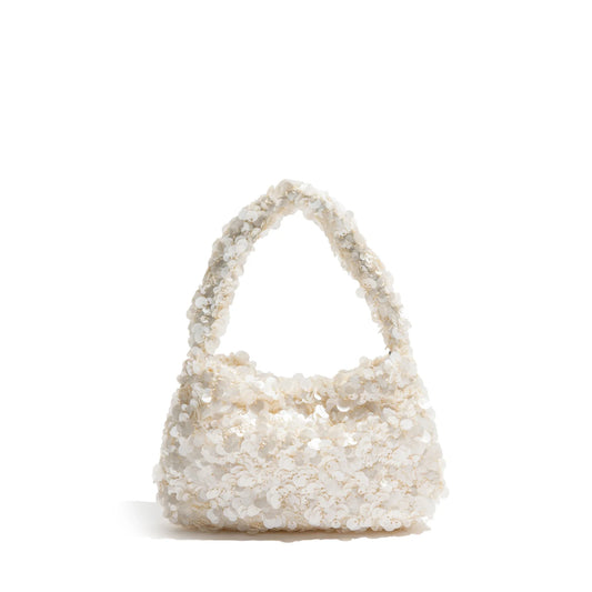 Women Glitter Sequin Bag | Evening Party Chain Crossbody Satchel Bag | Versatile Clutch Bag White