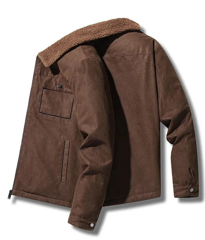 Men Suede Warm Fleece Jacket | Thick Casual Windbreaker | Parka Zipper Cargo