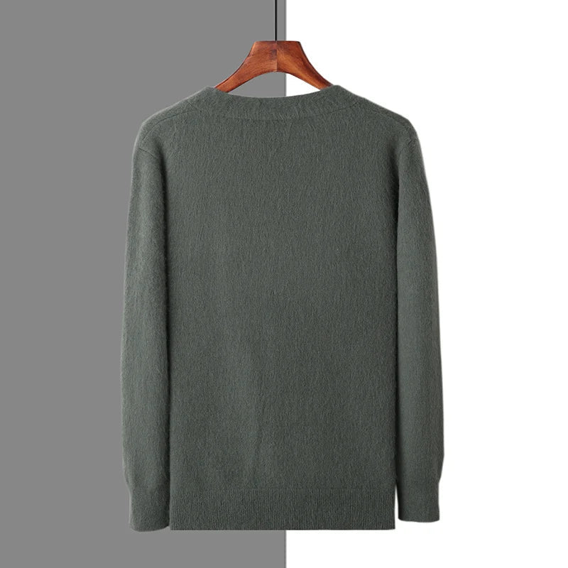 Men Mink Cashmere Warm Cardigan | Casual Loose V-Neck Knit Coat