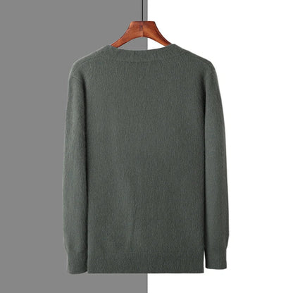 Men Mink Cashmere Warm Cardigan | Casual Loose V-Neck Knit Coat