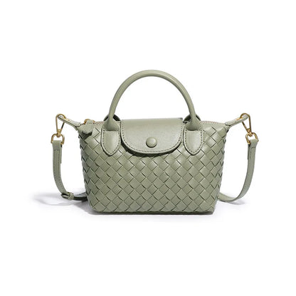 Women Woven Shoulder Bag | Small Dumpling Bag | Bucket Bag | Crossbody Bag | Lunch Box Bag Light Green
