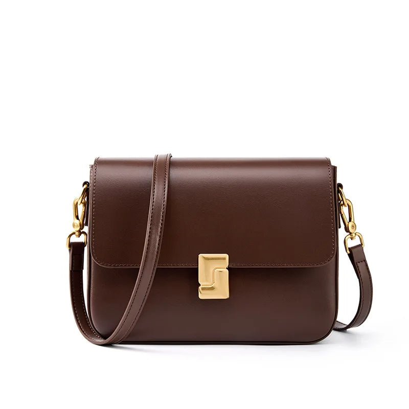 Women Leather Satchel Shoulder Bag Coffee