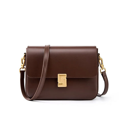 Women Leather Satchel Shoulder Bag Coffee